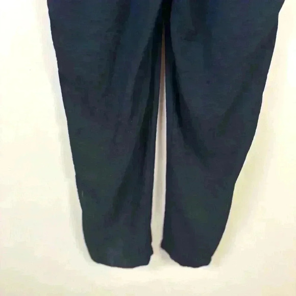 DKNY Black Zipper Pocket Drawstring Waist Roll-Tab Sleeve V Neck Jumpsuit Size 4 - Picture 13 of 16